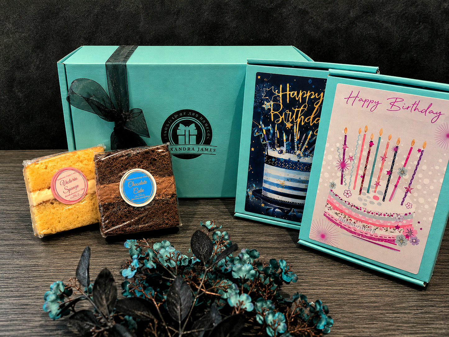 Organic Chocolate Birthday Cake Card & Luxury Handmade Brownie