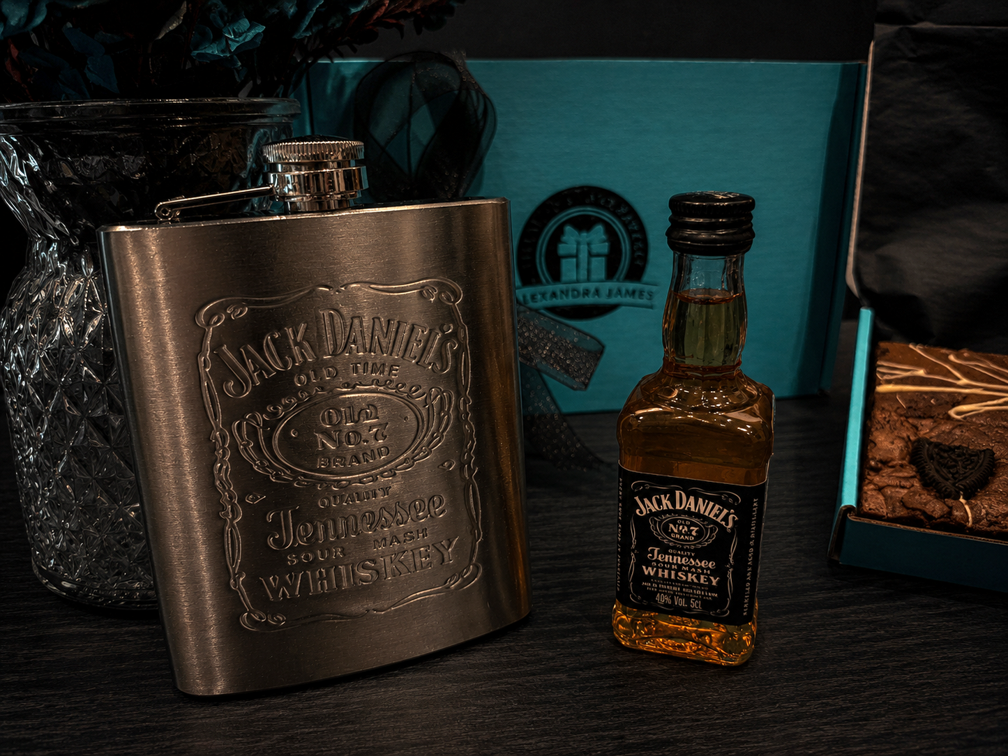 Jack Daniel's Hip Flask With Whisky & Chocolate
